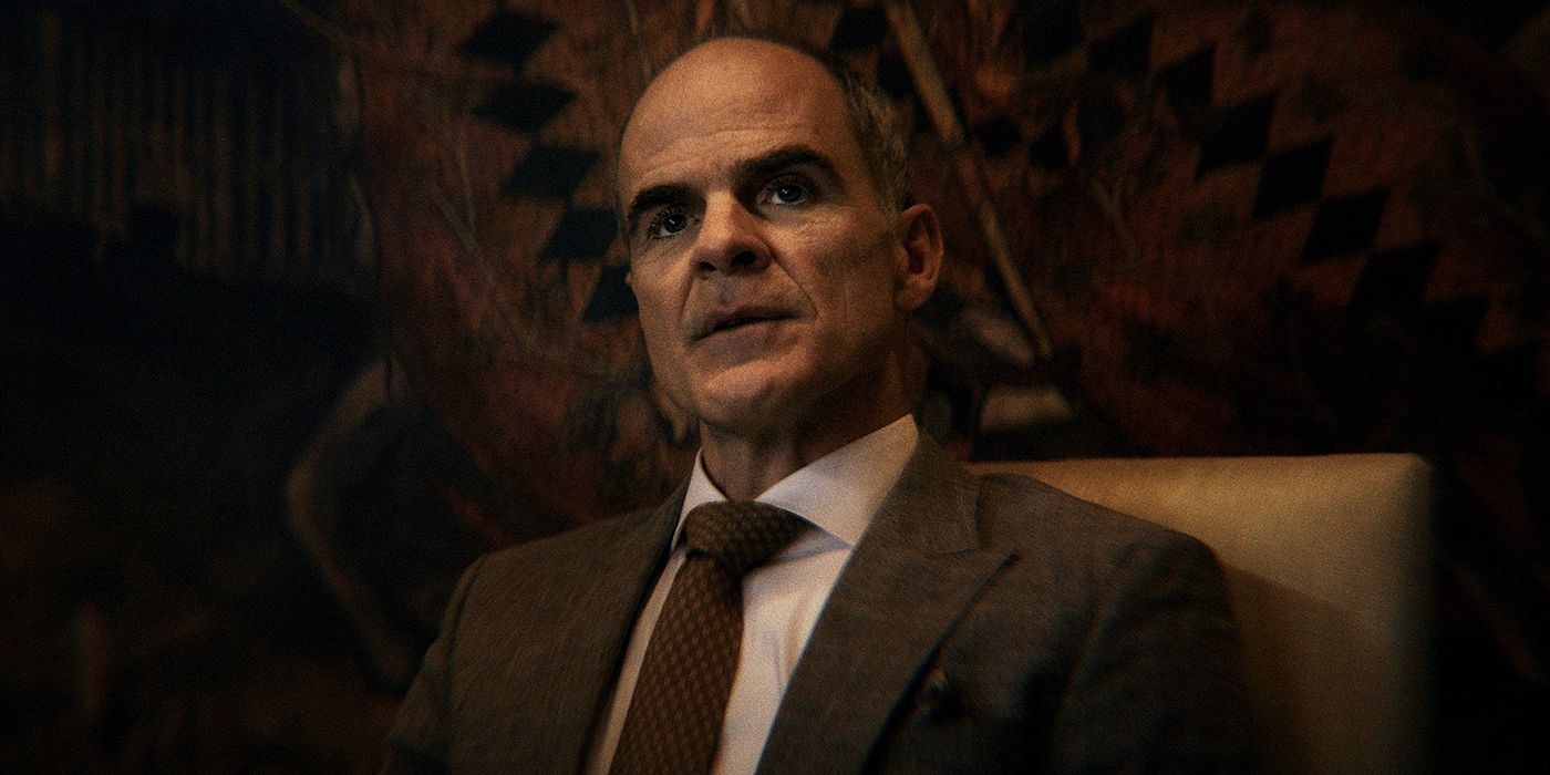 Michael Kelly wearing a suit as Johnny Viti in The Penguin