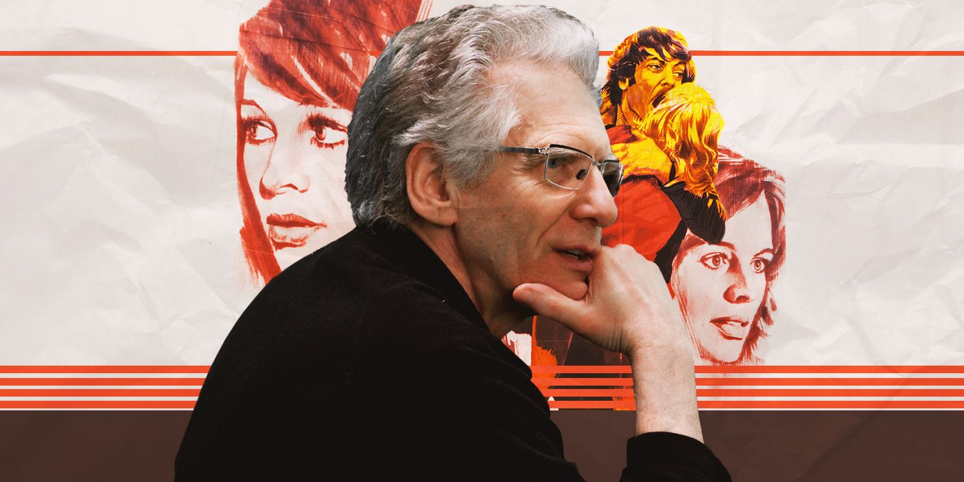 David Cronenberg against a Don't Look Now themed background