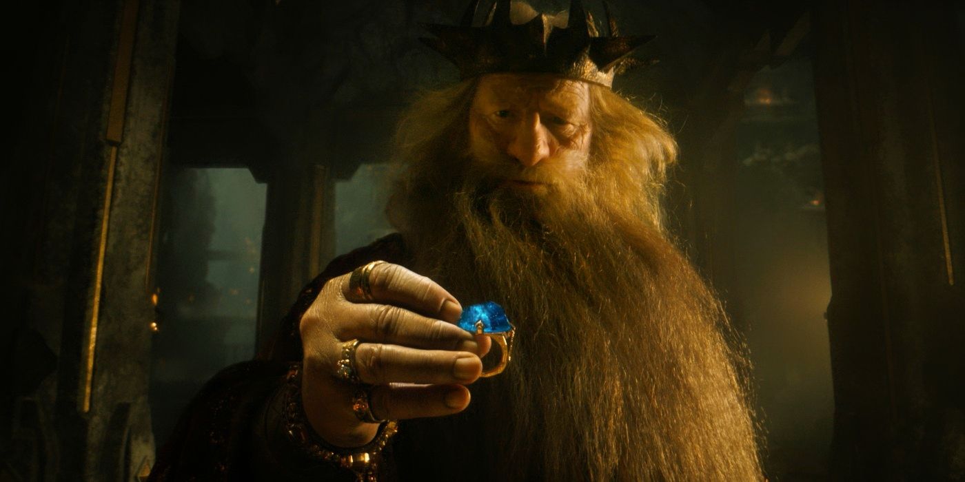 Peter Mullan with one of the Dwarven rings in Rings of Power Season 2