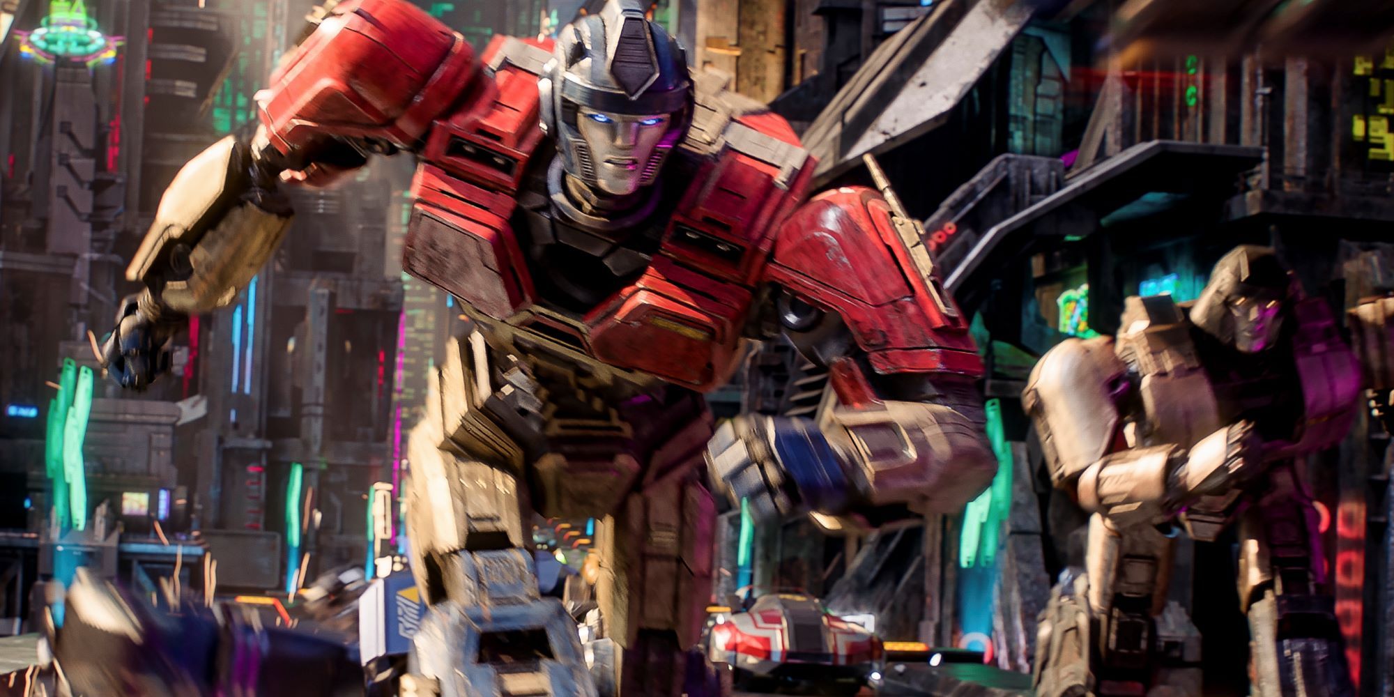 A robot running forward in transformers-one-