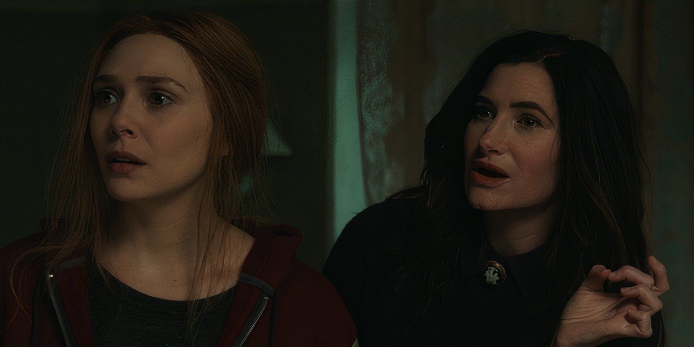 Agatha (Kathryn Hahn) watches Wanda (Elizabeth Olsen) relive her past in 'WandaVision'