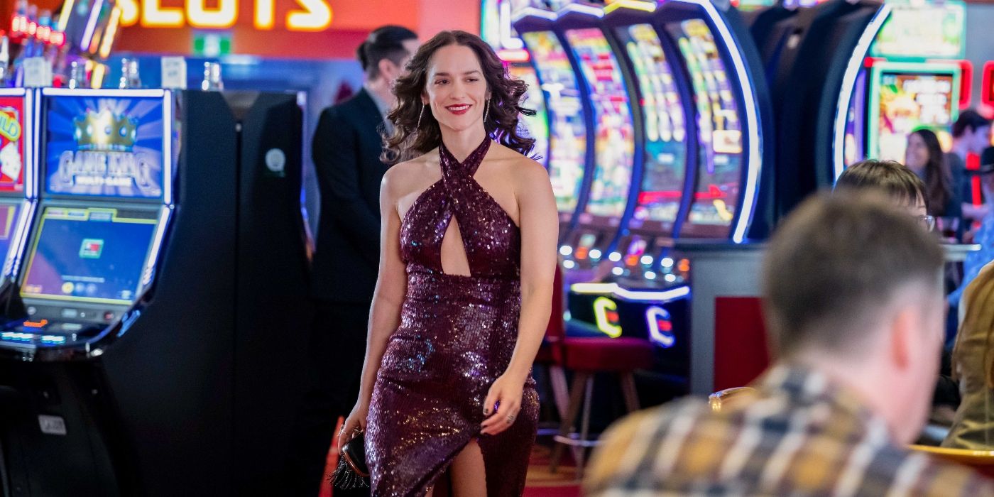 Melanie Scrofano in a casino in Wynonna Earp: Vengeance