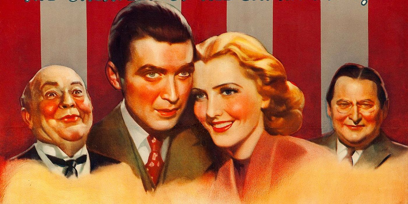 Jean Arthur and Jimmy Stewart on the original poster for Mr. Smith Goes to Washington.