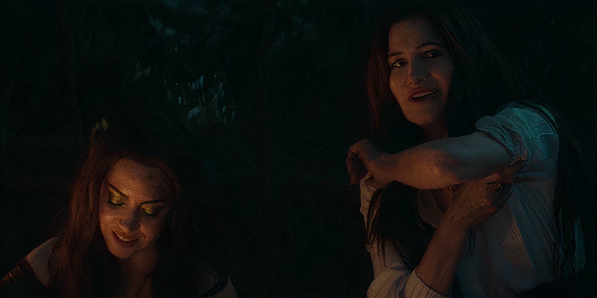 Rio Vidal sits next to Agatha, who&rsquo;s showering a scar on her elbow, in &lsquo;Agatha All Along&rsquo;