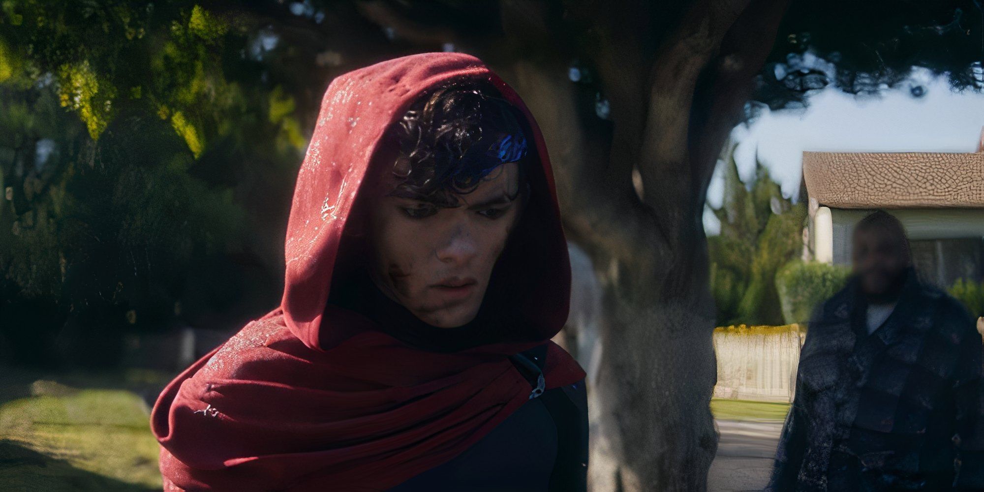 Billy Maximoff (Joe Locke) walks in Westview with his comic-accurate Wiccan costume in 'Agatha All Along'