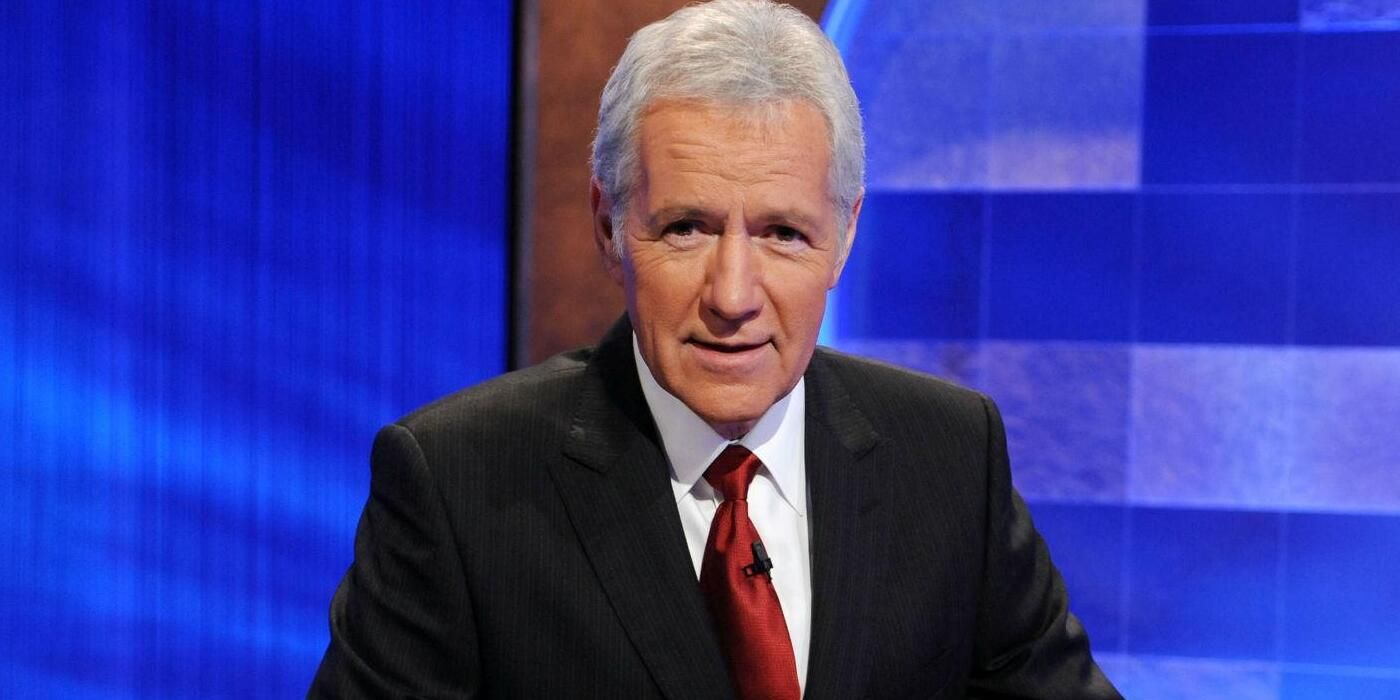 Alex Trebek host of 'Jeopardy' talking to the camera