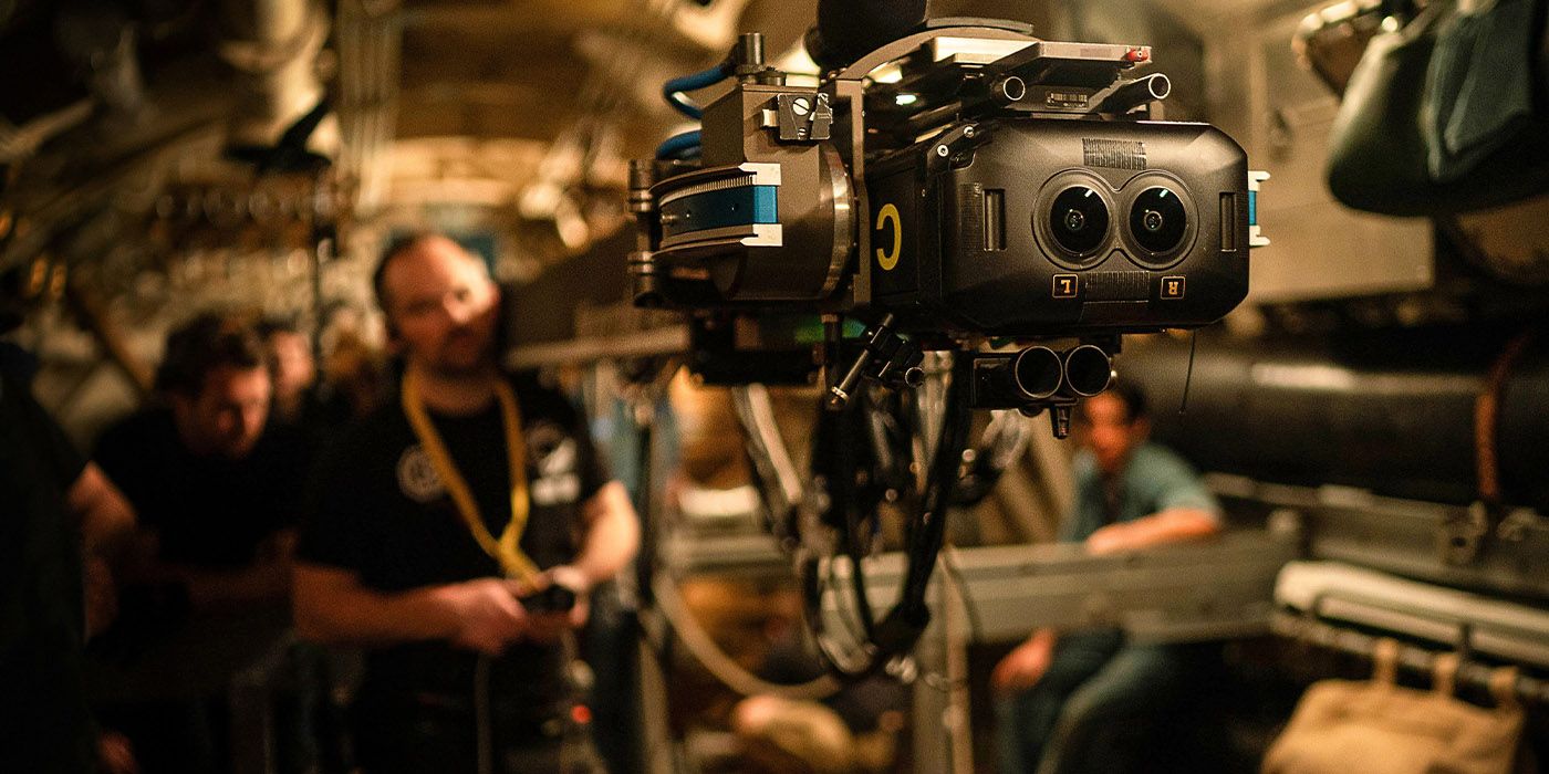 The Apple Vision Pro camera in use on the set of Edward Berger's short film Submerged