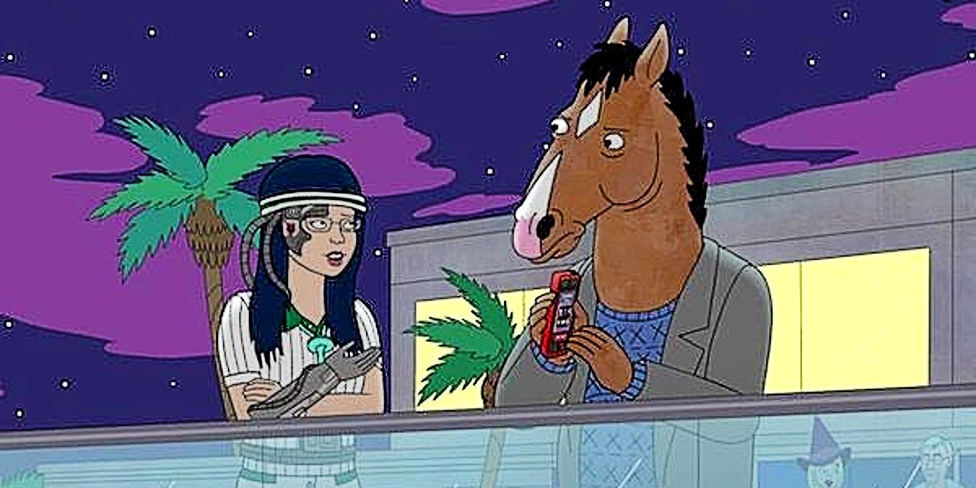 Diane Nguyen dressed up as Baby Björn Borg for Halloween, next to BoJack Horseman dressed in normal clothes, in BoJack Horseman