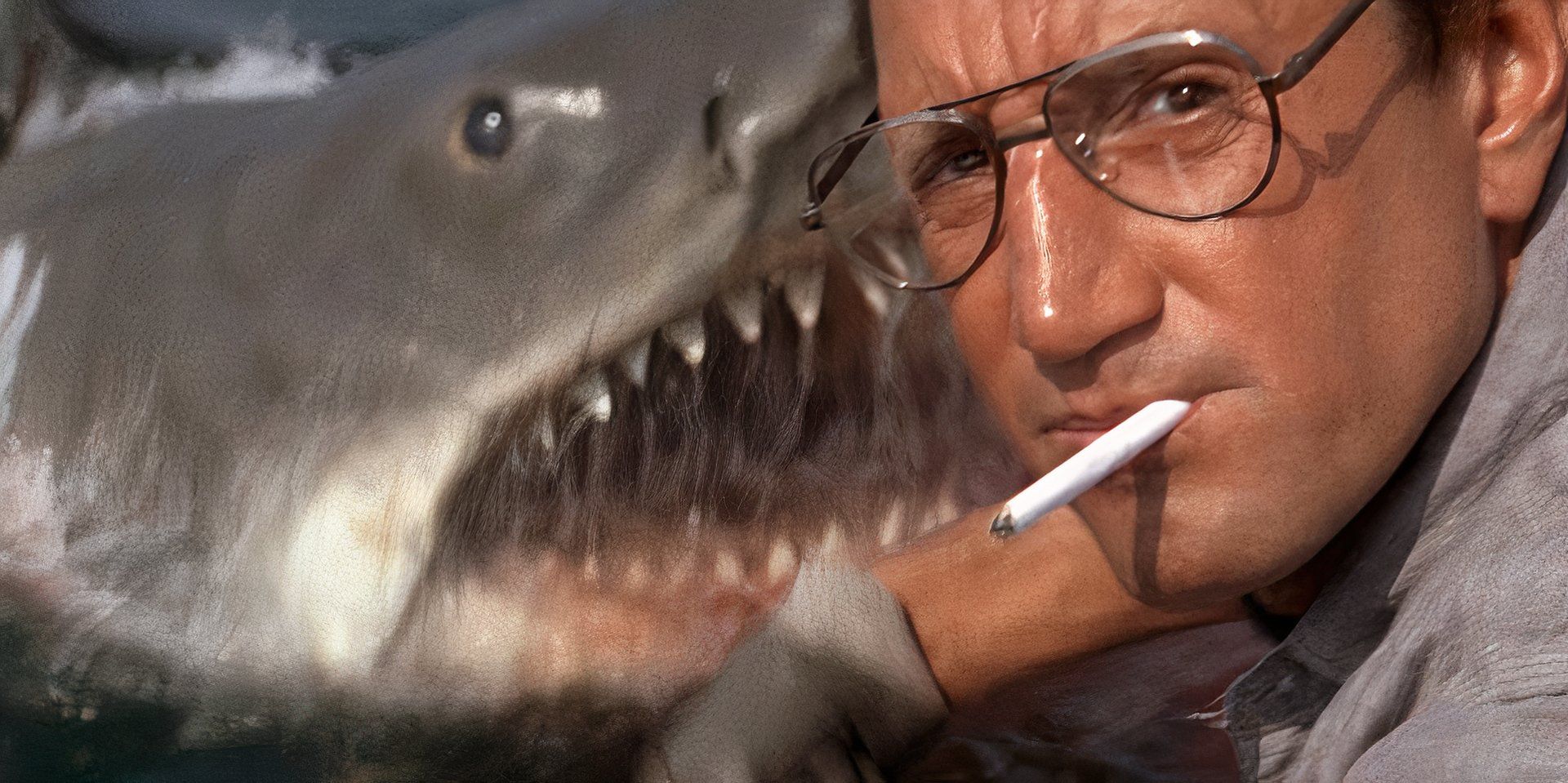 Brody-with-a-shark-behind-him-in-Jaws
