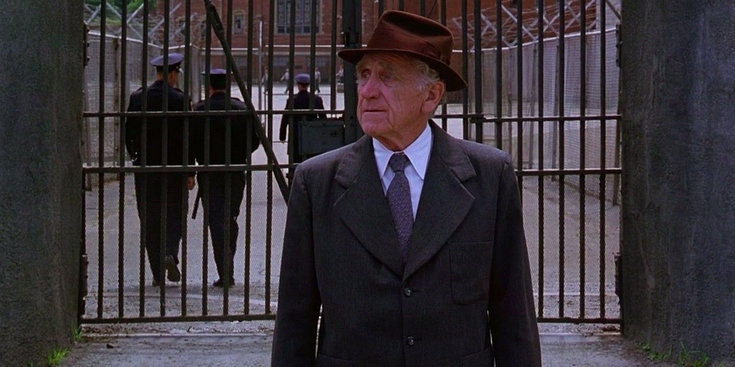 Brooks walking out of prison in The Shawshank Redemption