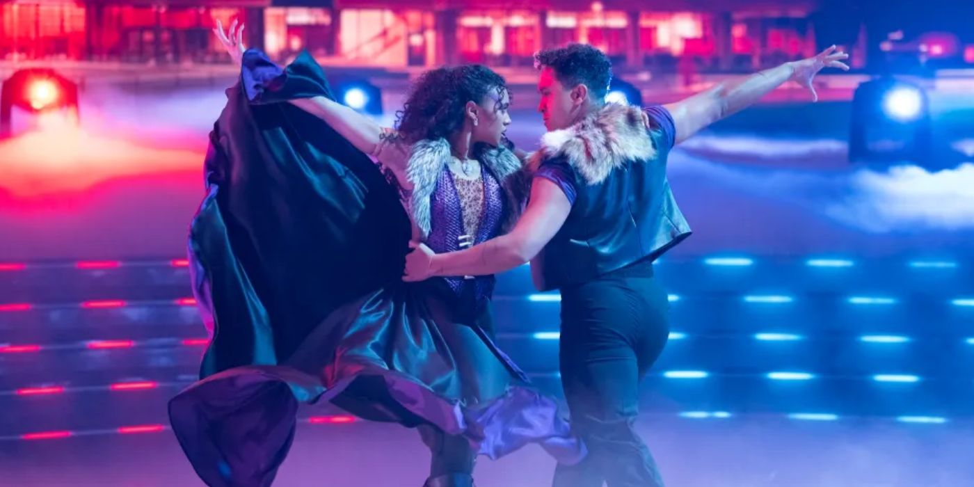 Chandler Kinney and Brandon Armstrong dancing the paso doble on DWTS' Disney Night.