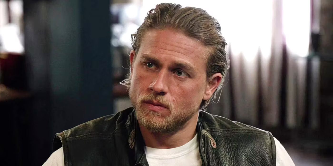 Charlie Hunnam on Sons of Anarchy looking serious.