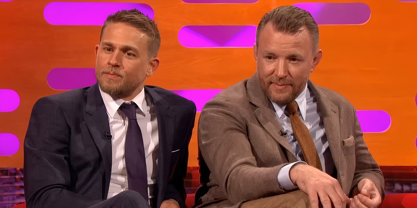 Charlie Hunnam and Guy Ritchie listen to a story on The Graham Norton Show.