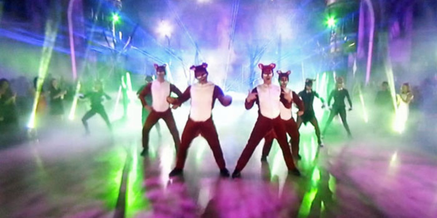 The Season 17 cast performs a group number to "What Does the Fox Say?" on 'Dancing with the Stars.'