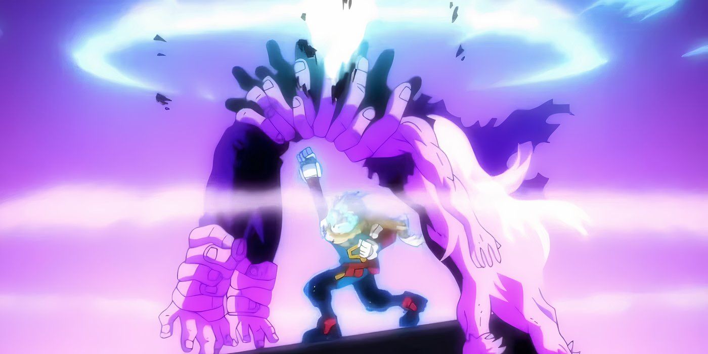 Deku socando Shigaraki para cima usando a mudança de marchas na minha academia de herói