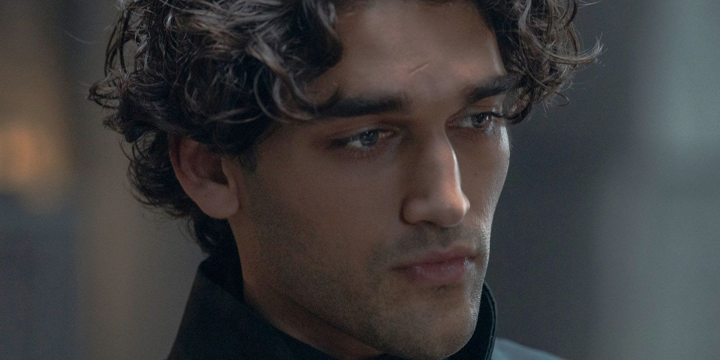 Close-up of Josh Heuston as Constantine Corrino looking down solemnly