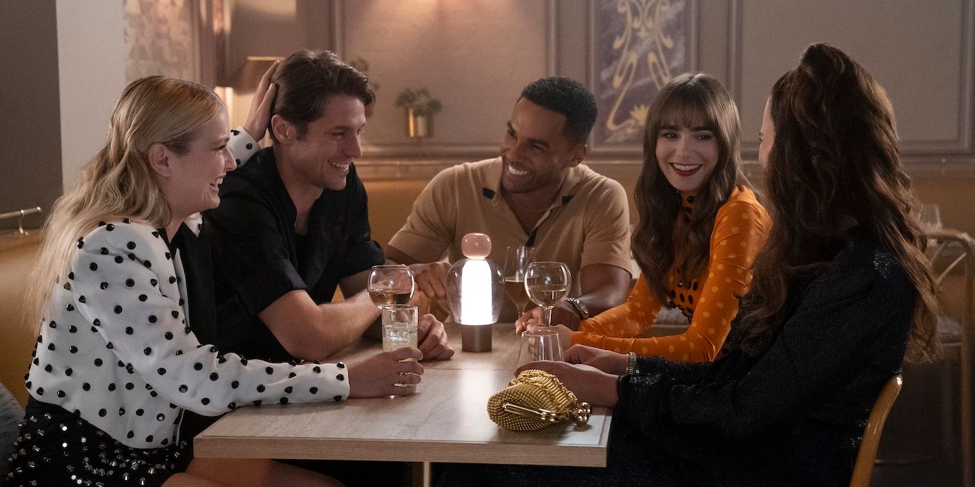 Lily Collins, Lucas Bravo, and Lucien Laviscount in Emily in Paris Season 4 