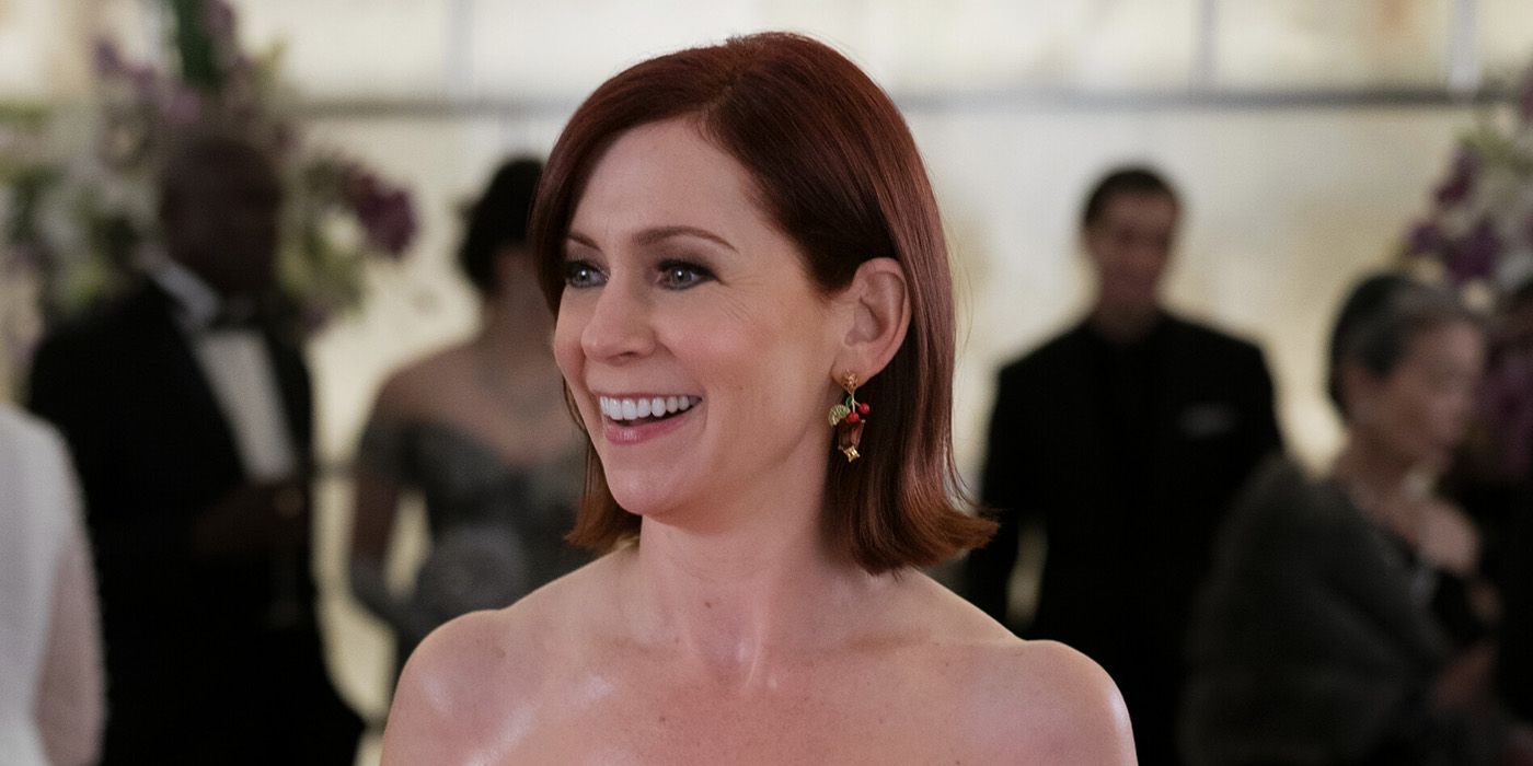 Carrie Preston at a formal event in Elsbeth Season 2 Episode 4