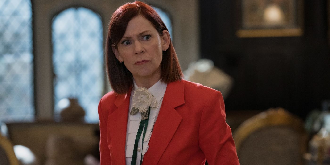 Carrie Preston looking concerned in Elsbeth Season 2 Episode 1