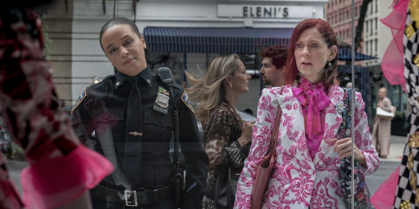 Carrie Preston and Carra Patterson looking at a window display in the Elsbeth Season 2 premiere