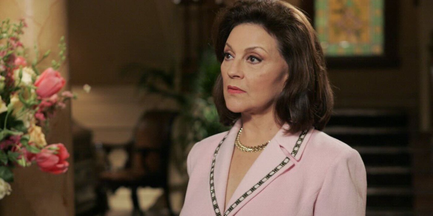 Emily Gilmore looking ahead with a serious expression in Gilmore Girls