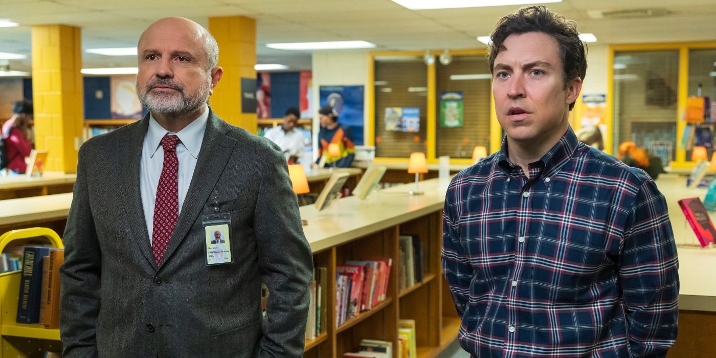 Enrico Colantoni standing next to Brian Jordan Alvarez staring at something off screen.