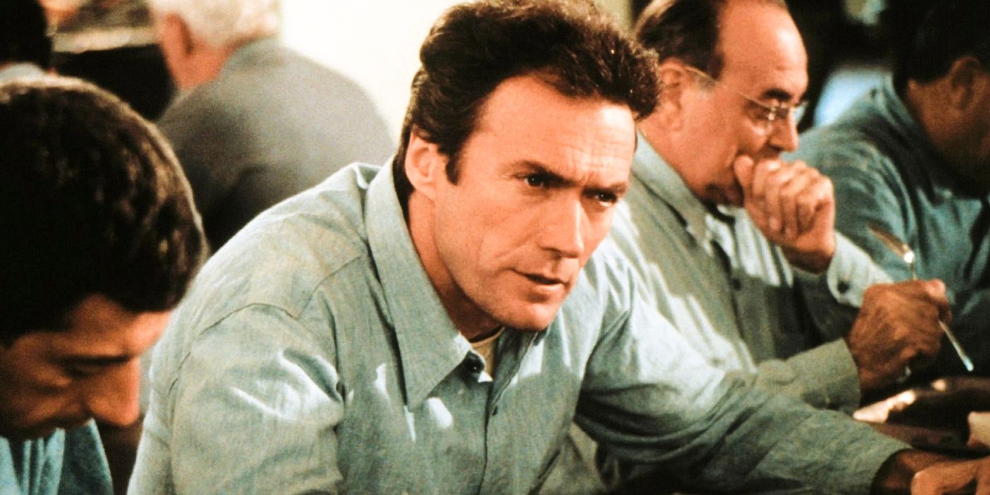 Clint Eastwood interpreta a Frank, que come en prisión en Escape from Alcatraz.