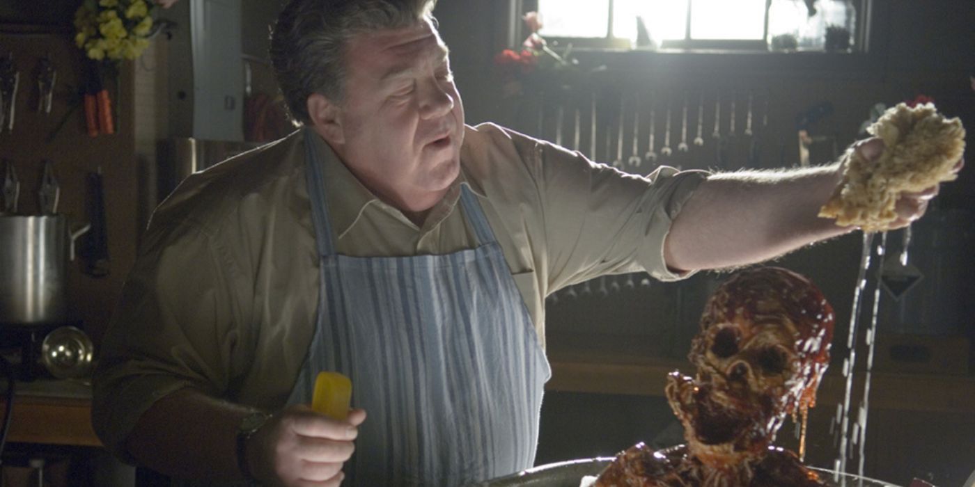 George Wendt cleaning a corpse in Masters of Horror