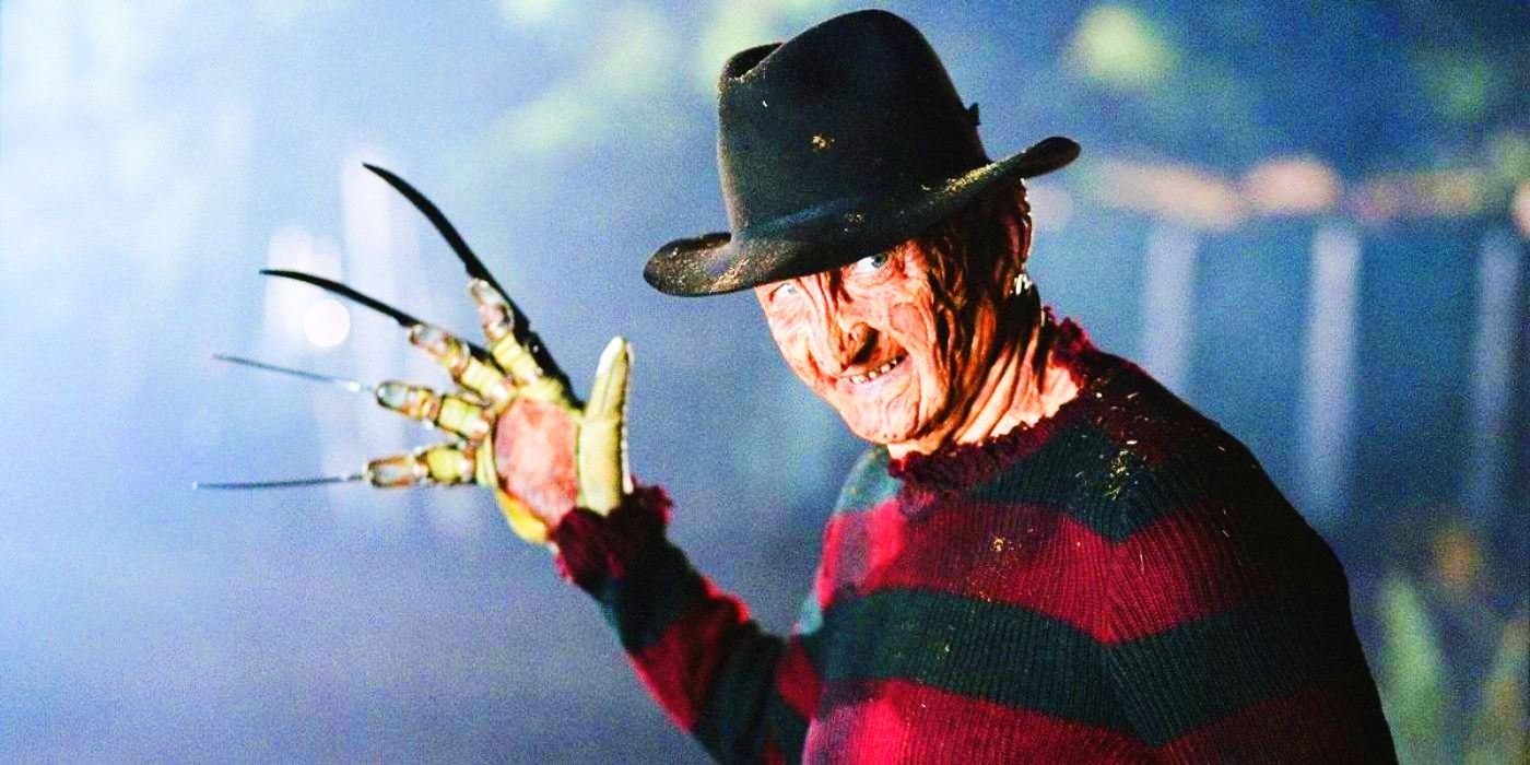 Freddy Krueger, played by Robert Englund, brandishing his finger-knives in A Nightmare on Elm Street.