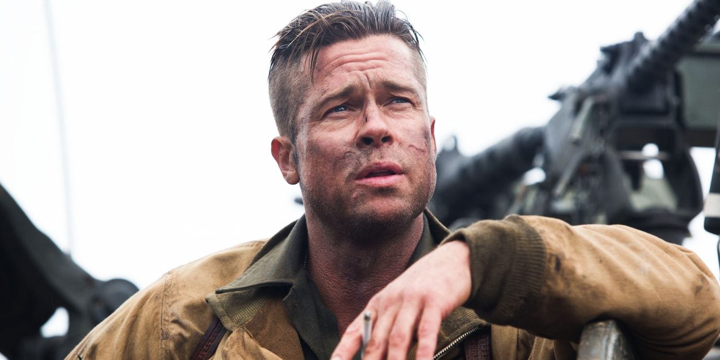 Brad Pitt smoking as Don "Wardaddy" Collier in Fury