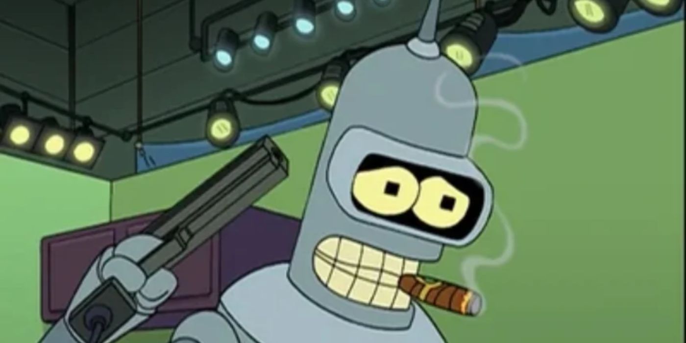 Bender (John DiMaggio) on the set of All My Circuits in 'Futurama'