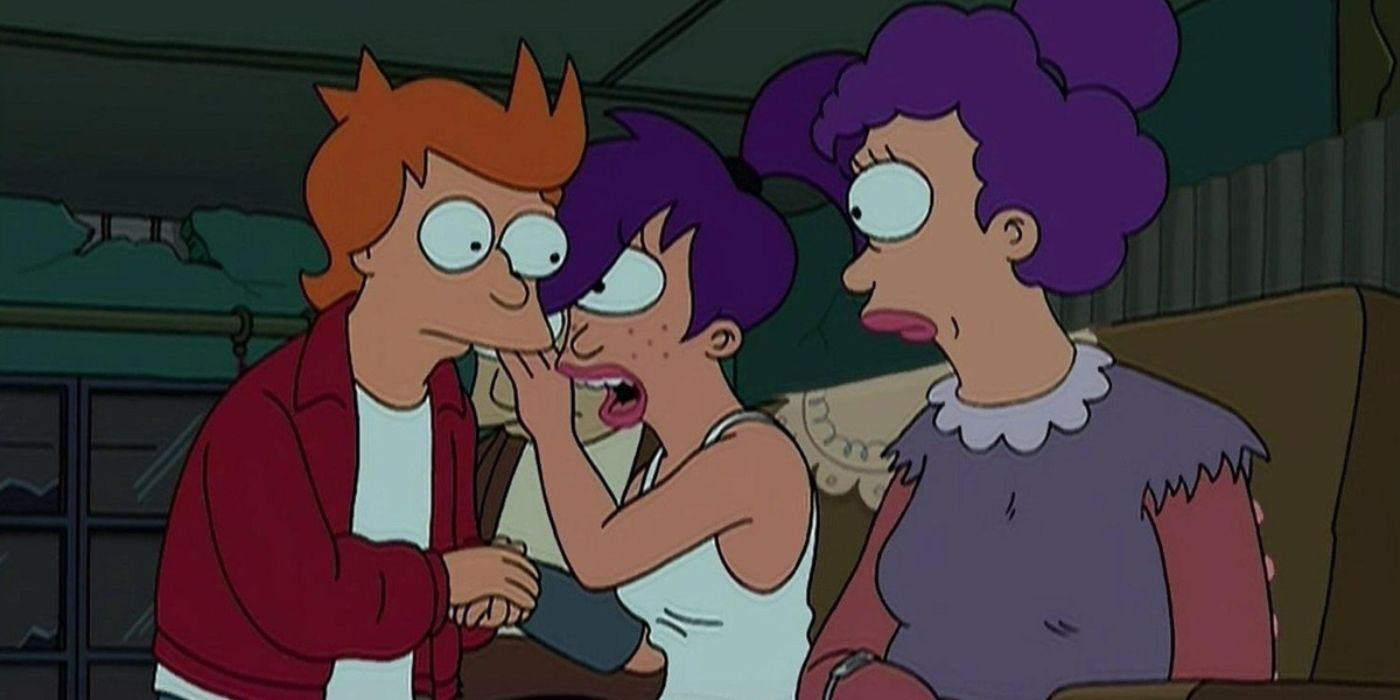 Leela, Fry, and Leela's mother in 'Futurama' Season 4, Episode 9, "Teenage Mutant Leela's Hurdles"