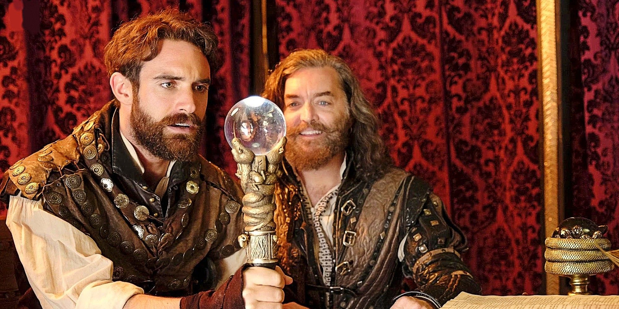 Galavant and King Richard looking into a crystal ball in Galavant Season 2.