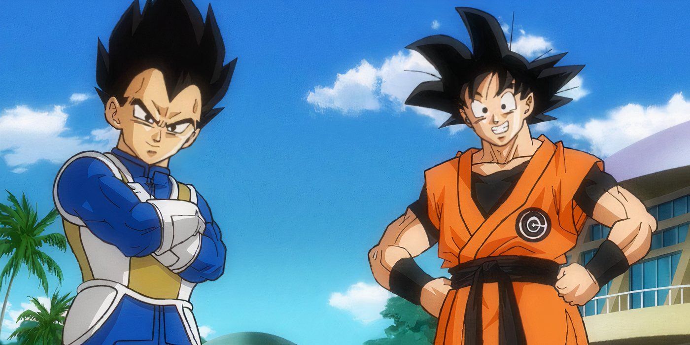 Goku and Vegeta smiling in the anime series 'Dragon Ball'