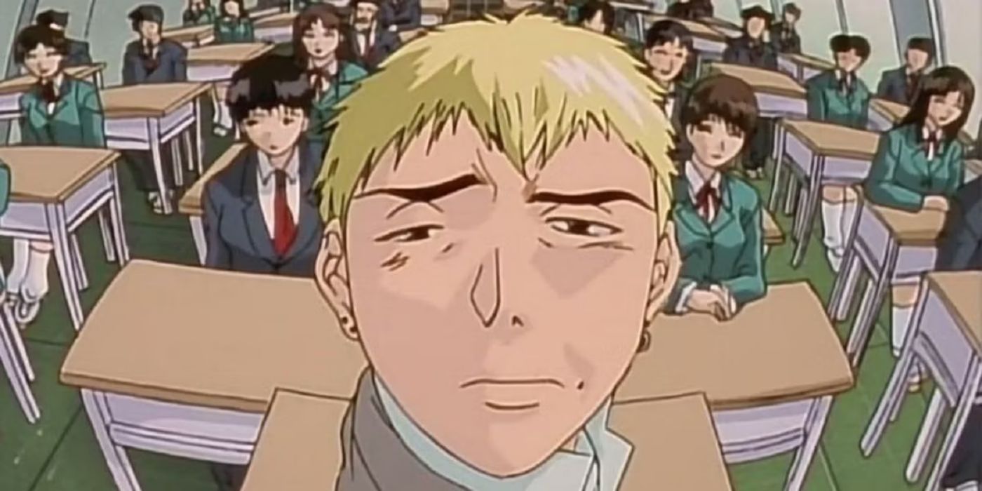 Onizuka looking sluggish in a classroom in Great Teacher Onizuka