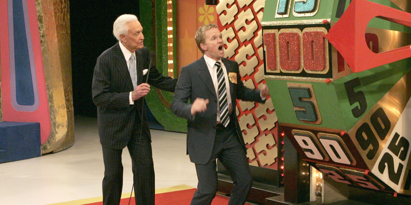 Barney Stinson bounces around with excitement as he competes on 'The Price Is Right' with Bob Barker in 'How I Met Your Mother' Season 2, Episode 20 "Showdown".