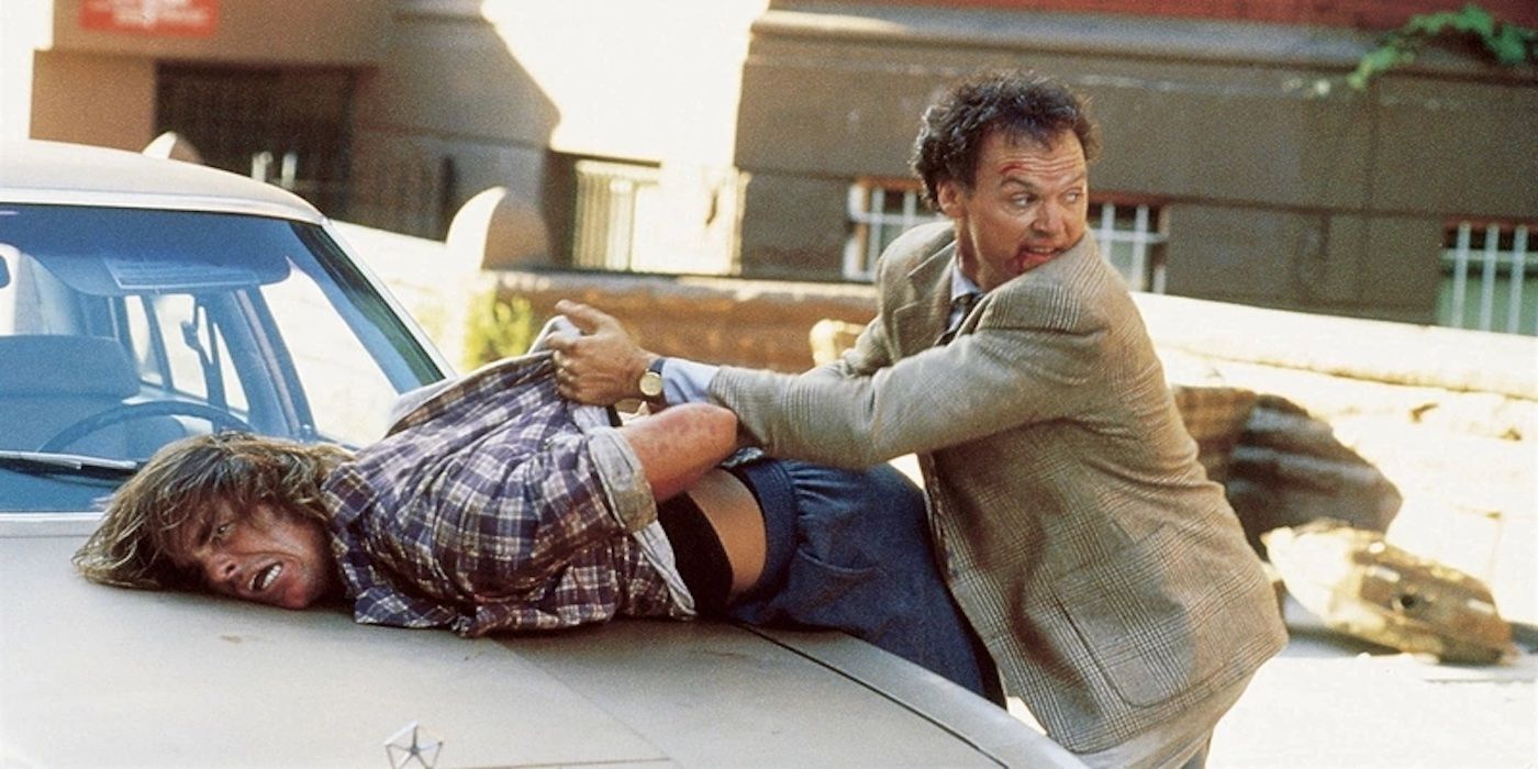 Michael Keaton arresting a suspect in One Good Cop