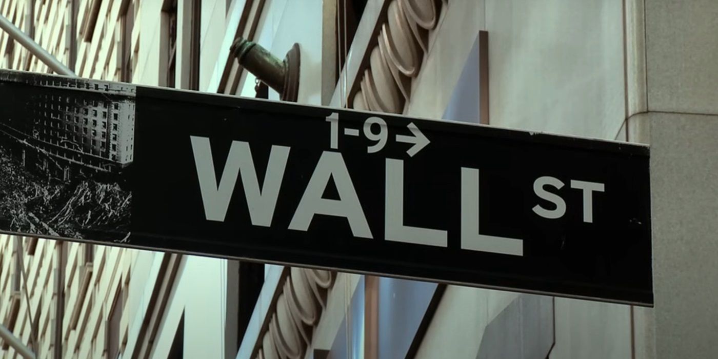 Screenshot from 2010's Inside Job showing the Wall Street street sign