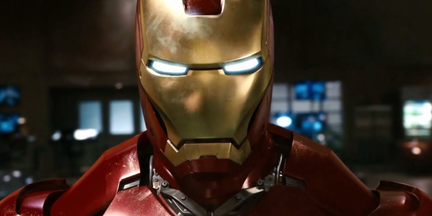 Close-up shot of Iron Man in Iron Man (2008)