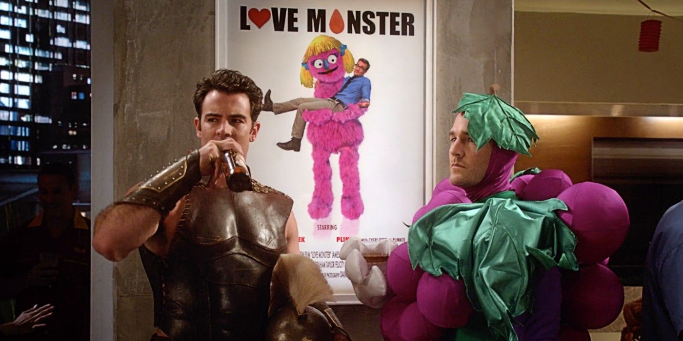 James Van Der Beek and Ben in Don't Trust the B in Apartment 23 dressed in Halloween costumes.