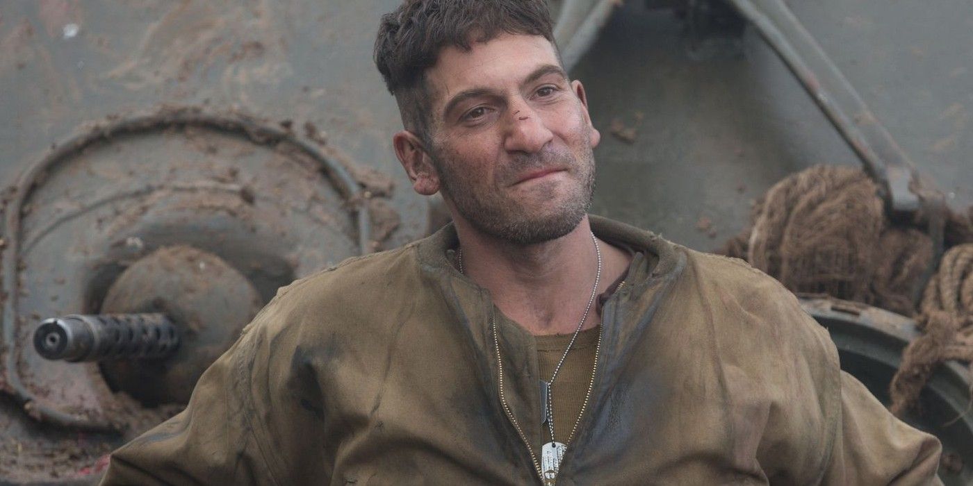 Jon Berenthal as Grady Travis with a cut on his nose looking upset in Fury.