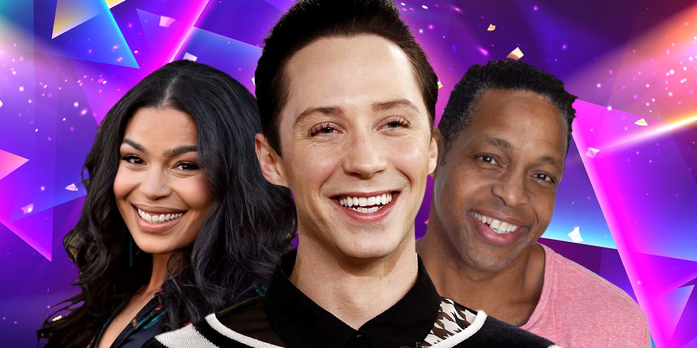 Jordin Sparks, Johnny Weir, Terrell Ferguson of &lsquo;Roller Jam&rsquo; smiling