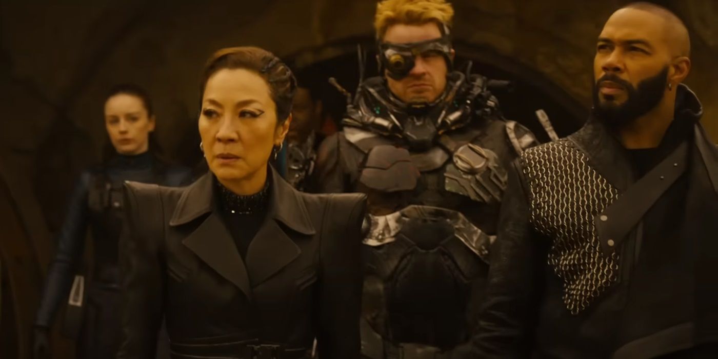 Kacey Rohl, Michelle Yeoh, Robert Kazinsky, and Omari Hardwick, all suited up for battle, in 'Star Trek: Section 31'