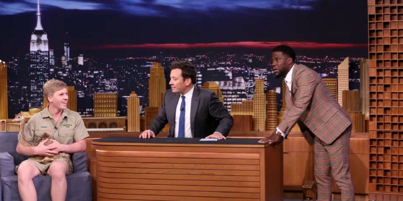 Kevin Hart and Robert Irwin during an appearance on 'The Tonight Show' with Jimmy Fallon