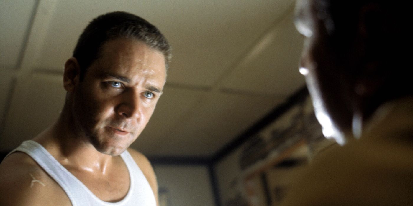 Russel Crowe as Wendell &lsquo;Bud&rsquo; White looking angry in LA Confidential