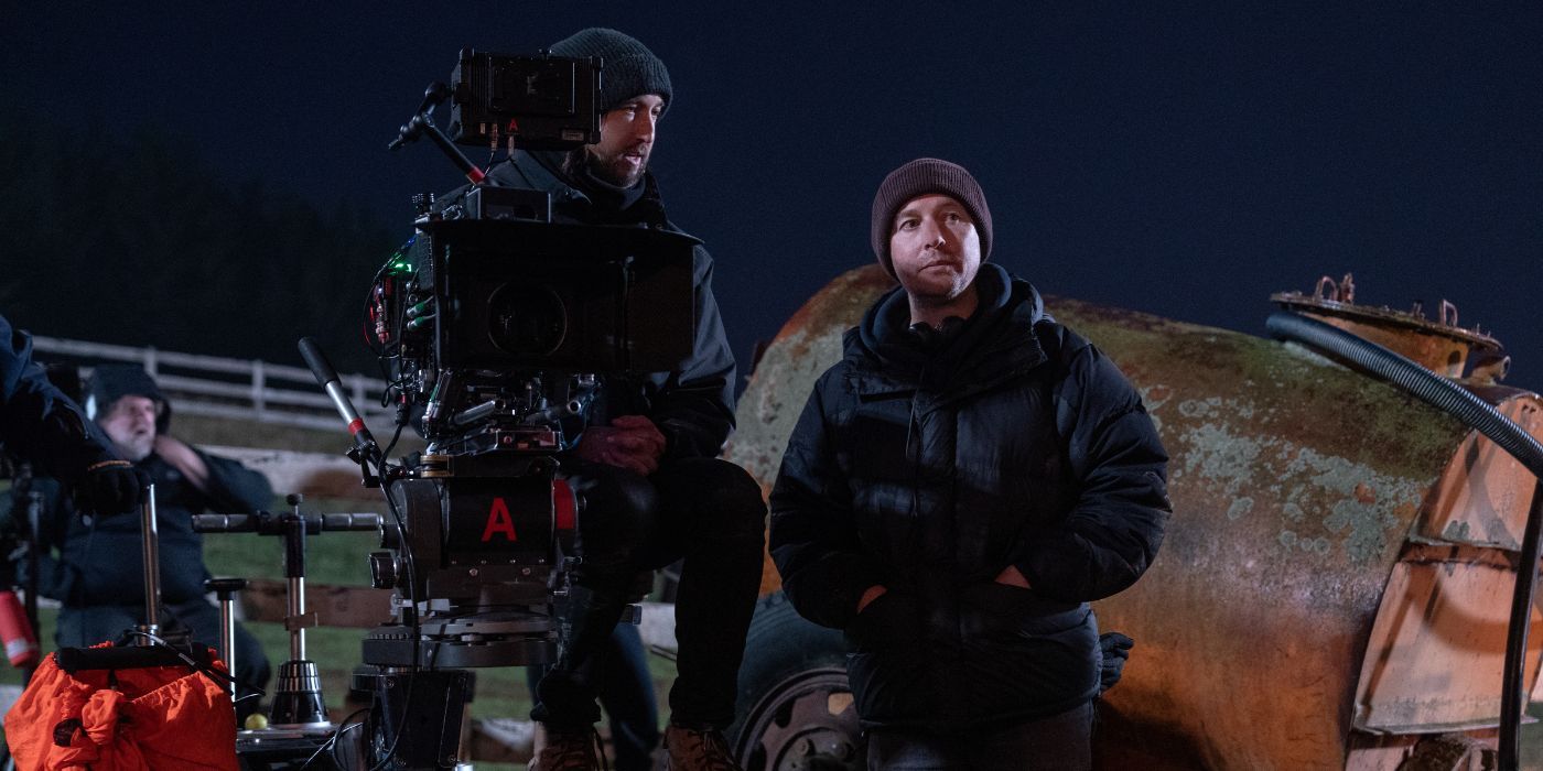 Leigh Whannell on the set of Wolf Man.