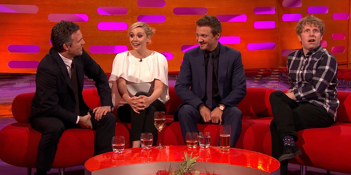 Mark Ruffalo surprises Elizabeth Olsen, Jeremy Renner & Josh Widdicombe with a joke The Graham Norton Show