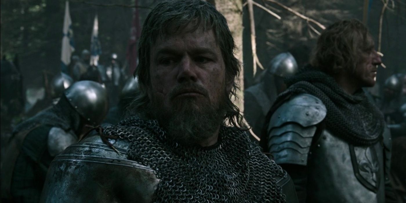 Matt Damon wearing armor in The Last Duel