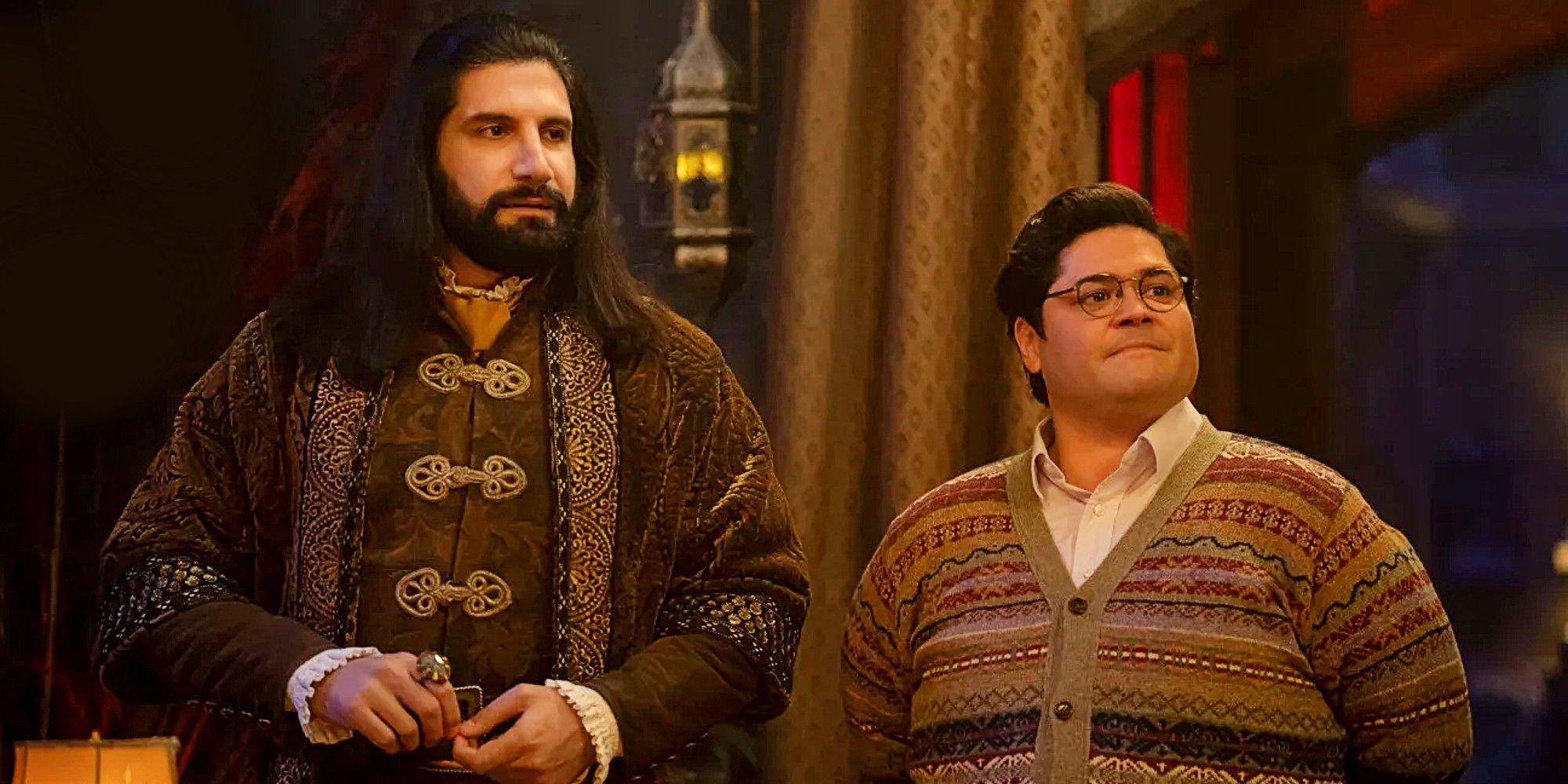 Nandor and Guillermo standing next to each other in What We Do in the Shadows Season 6