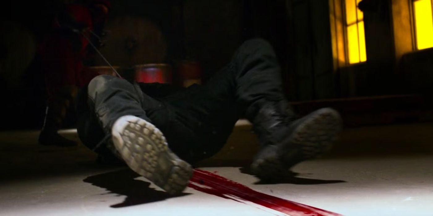 Nobu dragging the Man Without Fear and leaving a trail of blood on Netflix&rsquo;s Daredevil